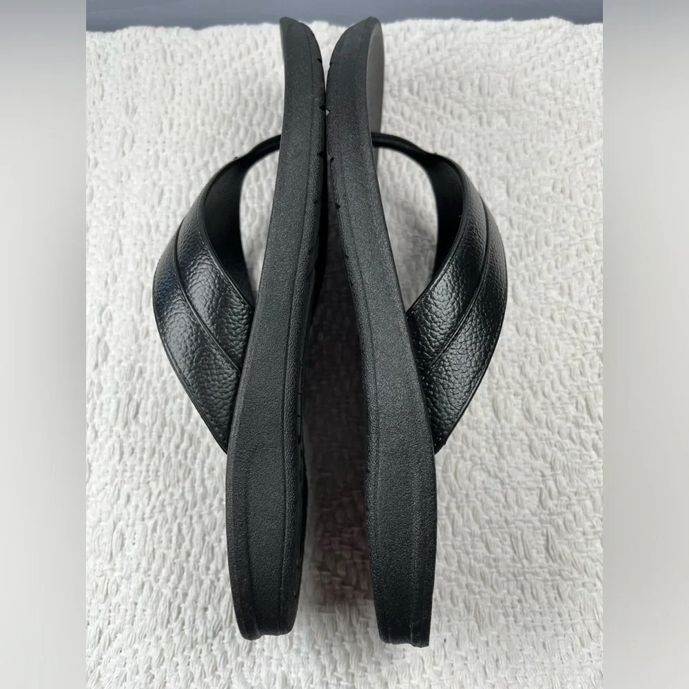OKABASHI Men’s Voyager Flip Flops-Size: 10-Color: Black-Preowned EUC-Made in USA